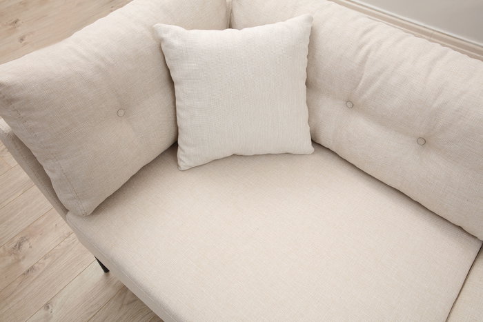 Atelier Del Sofa Sofá de 3 Plazas Crema 214x90x84 cm Tapizado Poliéster Patas Metálicas